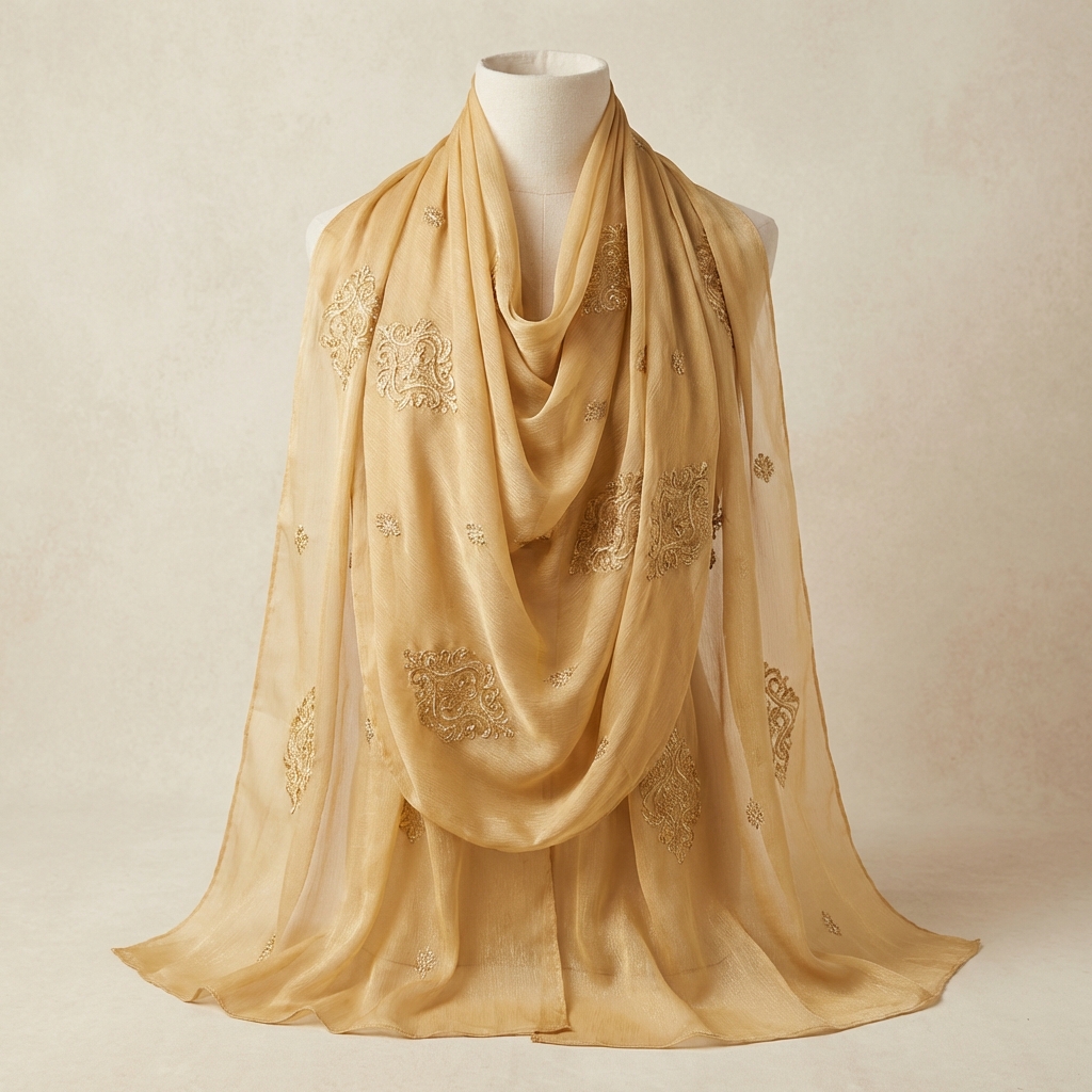 شال حریر طلایی
